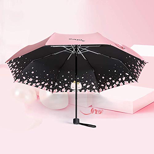 Meiyijia Paraguas Plegable, Mini Paragua,Paraguas Ultraligero,Protección UV, Doble-Uso Paraguas del Sol/Lluvia, Conveniente para Viajes,expandir 96cm