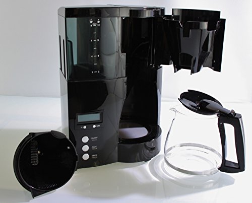 Melitta Optima Timer 1008-01, Cafetera de Goteo con Función Temporizador, Jarra de Vidrio, Programa Descalcificación, Programable, Negro