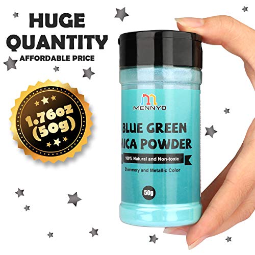 MENNYO Pigmento para Resina Epoxi, Colorante Jabones 50g Color Verde Azul Mica en Polvos Metálico Natural para Kit Hacer Velas, Fabrica Slime, Pintura, Sombra de Ojos, Maquillaje, Esmalte de Uñas