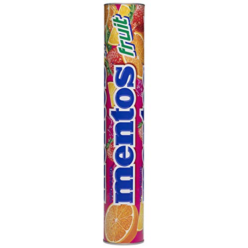 Mentos Maxiroll Gigante Frutas, Caramelo Masticable con Zumo de Frutas - Contiene 10 unidades de 38 gr. (Total 380 gr.)