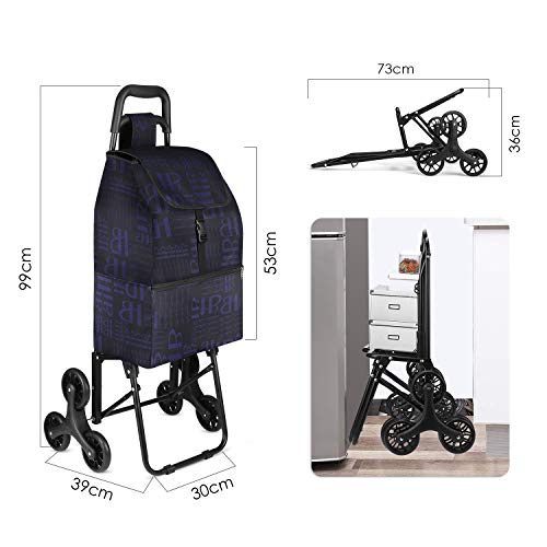 mfavour Carrito de la Compra, Carro Compra, Subir Las Escaleras con 6 Ruedas, 45L Bolsa Impermeable y Extraíble Carga