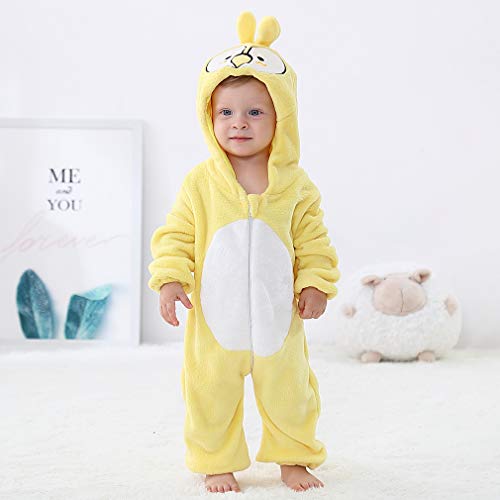 MICHLEY Disfraz Animal Bebe niño y niña Body Pijama Ropa, Amarillo 19 a 24 Meses