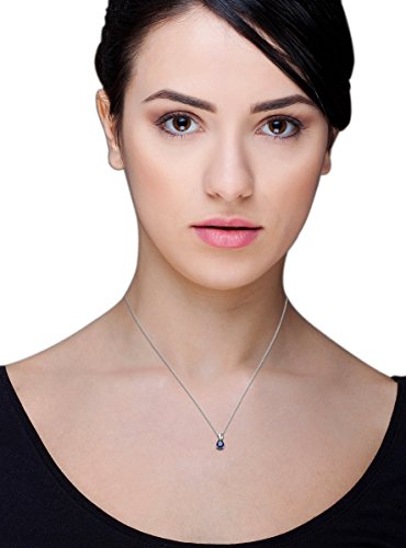 Miore Collar de Oro Blanco de 9K (375) con Zafiro para Mujer, 45 cm, Plateado (Azul)