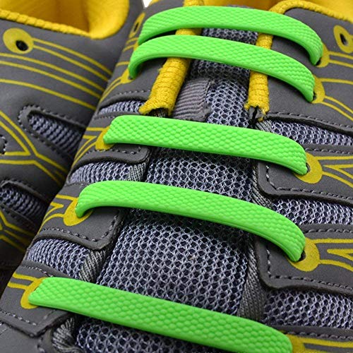 MIRX Cordones elásticos planos del zapato del silicón, ningunos lazos impermeables del cordón para los cabritos y los adultos (Rojo + Verde + Negro + Gris + Arco Iris)