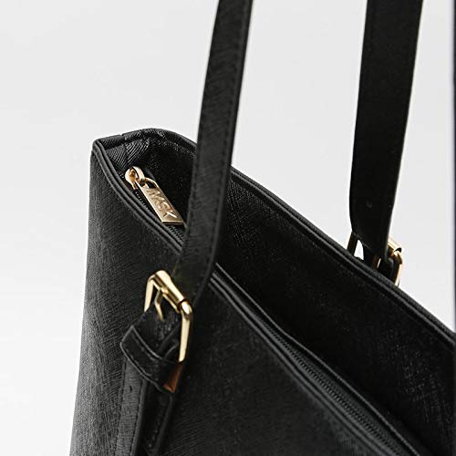 MISAKO - Bolso ASIAN Shopping 15x45x29 cm Símil Piel Negro | Bolso Tote MSK - Bolso de Mujer Grande