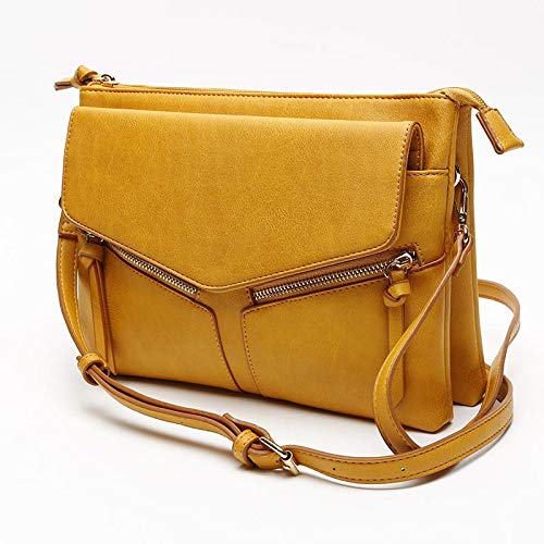 MISAKO - Bolso OLINA Bandolera Mostaza | Bandolera Amarillo Polipiel PU