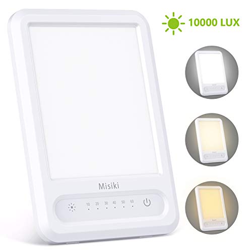 Misiki Lámpara Terapéutica 10000 Lux Sin UV Lámpara de luz Diurna Natural USB Portátil LED Lampara Luminoterapia 3 Niveles de Brillo y Temporizador de 60 min para el Trastorno Afectivo