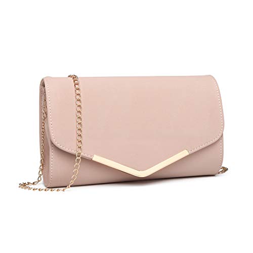 Miss Lulu Bolsa de Cadena Mujer Elegante Clutch Carteras de Mano Bandolera Sintético Pequeñas Monedero (Rosa)