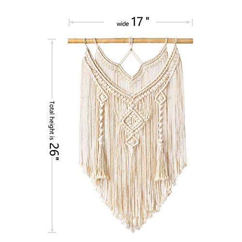 Mkouo Macramé Colgar en la Pared Driftwood Decor Boho Chic Bohemia Decoración de casa Tejida, 17" W x 26" L