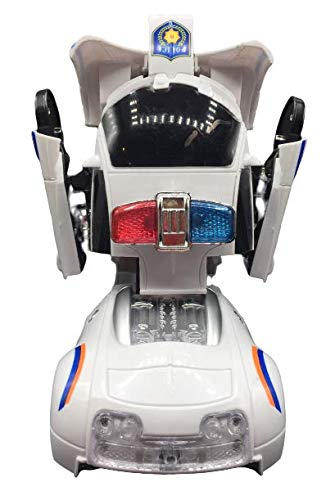 ML Coche policia de Juguete Coche Robot Car Transformers Juguete para niños niñas Regalos cumpleaños Navidablanco-Trans