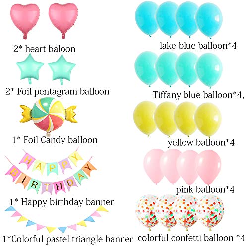 MMTX Decoraciones con globos de fiesta de feliz cumpleaños, pancarta de cumpleaños con globo de corazón para bodas para niños, cumpleaños Fiesta de bienvenida al bebé Decoraciones