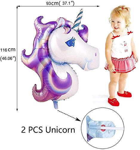 MMTX Decoraciones de Fiesta de Unicornio, con 2pcs Enorme Globo de Unicornio, Feliz Cumpleaños Ballon Banner, para niña Pequeña Fiesta de Cumpleaños de Dama de niño, Boda (Unicornio)