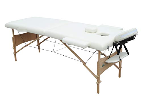 Mobiclinic, Light, Camilla fisioterapia plegable, Cama de Masaje, Reposacabezas, Masaje, Portátil, Madera, 186x60 cm, Crema