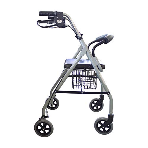 Mobiclinic, Modelo Alhambra, Rollator de 4 ruedas, Andador para minusválidos, mayores, adultos o ancianos, ayuda para caminar, aluminio, ligero, plegable, con asiento y 4 ruedas, gris