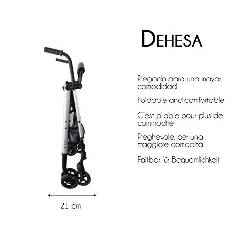 Mobiclinic, Modelo Dehesa, Andador para minusvalidos, adultos, mayores o ancianos, de aluminio, ligero, plegable, con asiento y 4 ruedas, Color Gris Perlado