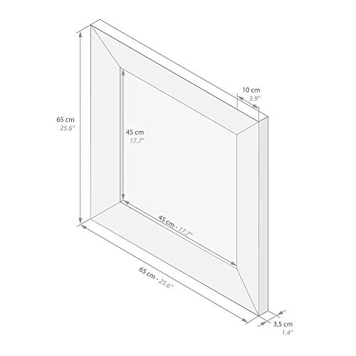 Mobili Fiver, Espejo de Pared Cuadrado, Marco de Color encina, Modelo Giuditta 65x65, Aglomerado y Melamina/Vidrio, Made in Italy