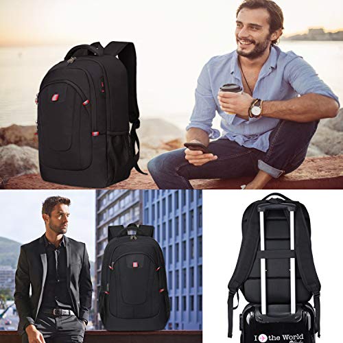 Mochila Antirrobo Impermeable, Mochila Portátil Hombre 17.3 Pulgadas USB Impermeable del Escolar Trabajo Diario Viaje Negocio Multifuncional Daypacks Negro