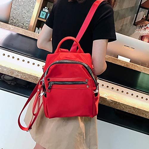 Mochila de piel para mujer, estilo escolar, para universidad, diseño simple, para mujer, casual, mochila femenina, marcas famosas, Rojo (Rojo) - shoulder-handbags