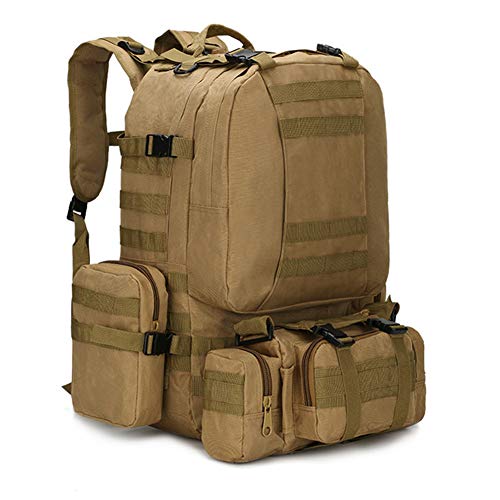 Mochila de senderismo, mochilas aire libre táctico militar de los hombres de recorrido del deporte mochila, acampar hombros de gran capacidad Backpack.For correr, caminar, ciclismo 50L,Amarillo,50L