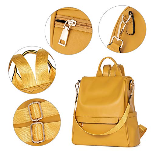 Mochila para Mujer Cuero Diseño Moda Gran Capacidad Bolsa de Viaje Femenin Bolsa de Hombro Aamarillo