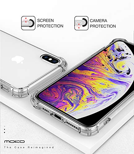 MoKo Compatible con iPhone XS MAX Funda, Choque-Absorbente Cubierta Anti-Arañazos Protectora con Transparente Dura Carcasa Trasera de Flexible TPU para iPhone XS MAX 6.5" 2018 - Cristal Claro