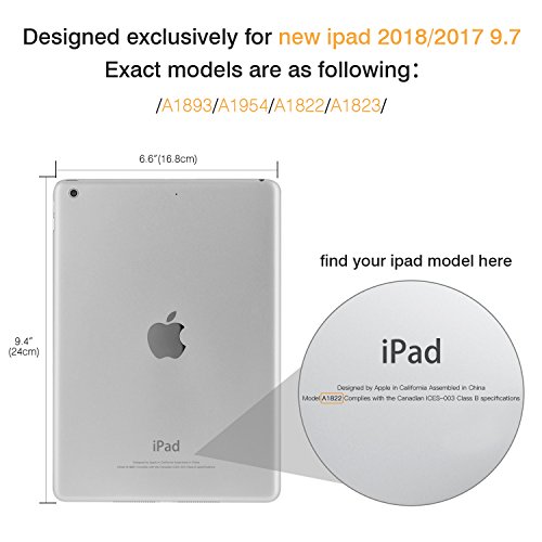 MoKo Funda para 2018/2017 iPad 9.7 6th/5th Generation - Ultra Slim Función de Soporte Protectora Plegable Smart Cover - Acuarela (Auto Sueño/Estela)