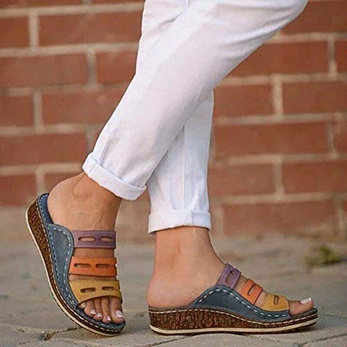 Momangel SeñOras del Verano Gran TamañO De La Plataforma De Color A Juego Casual Sandalias Romanas Sandalias Dark Brown 40