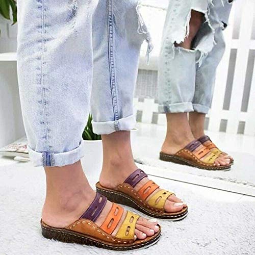 Momangel SeñOras del Verano Gran TamañO De La Plataforma De Color A Juego Casual Sandalias Romanas Sandalias Dark Brown 40