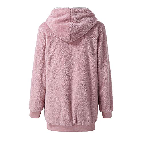 MOMOXI Botón de Mujer Abrigo de Leopardo Fleece Asimétrico Dobladillo con Capucha Suéter Superior Invierno Mujeres Moda Informal más Gruesa Slim sólido Abajo Chaqueta Abrigo