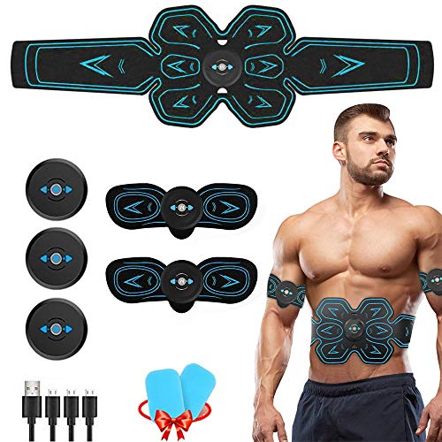 Moonssy Electroestimulador Muscular Abdominales, Estimulación Muscular USB Recargable ABS Trainer para Abdomen/Brazo/Piernas/Cintura