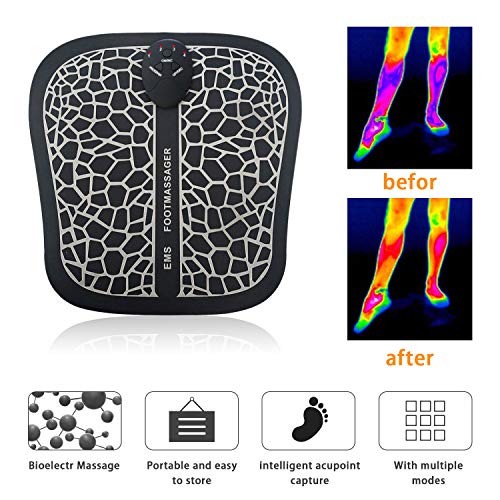 Moonssy Masajeadores eléctricos para pies - Pulsos de Baja Frecuencia Estimulación Muscular Eléctrica, Cojín de Masaje de Pies Fisioterapia Inteligente para Mejorar la Circulación Sanguínea