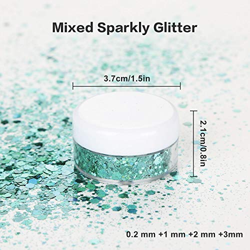 MOSUO Purpurina Cara Maquillaje, 12 Pcs Chunky Glitter Paillette Polvo para Uñas Rostro Cuerpo Pelo Ojos Arte Mejilla Manualidades Brillante Decoración Festival Fiesta