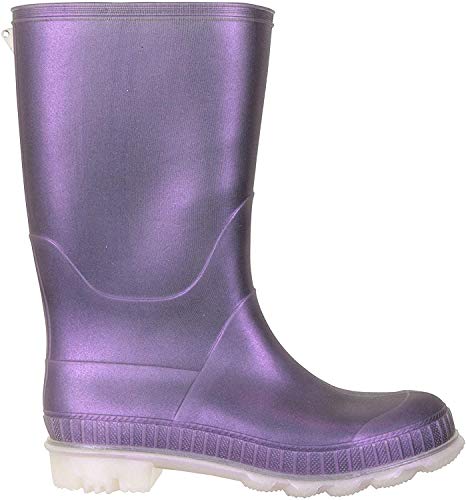 Mountain Warehouse Botas de Agua Planas para niños - Botas de Goma con Suela Duradera, PVC para Lluvia, Forro de Tejido Suave - para la Escuela, excursiones y Exteriores Morado 27