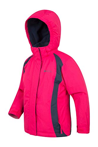 Mountain Warehouse Chaqueta de esquí Honey para niños - Chaqueta Impermeable a la Nieve para niños, puños Ajustables, Abrigo de Invierno con Forro de Felpa Interior Rosa Oscuro 7-8 Años