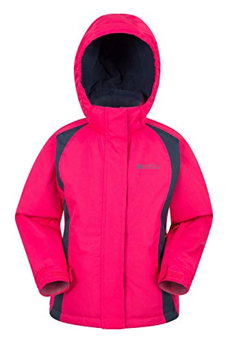 Mountain Warehouse Chaqueta de esquí Honey para niños - Chaqueta Impermeable a la Nieve para niños, puños Ajustables, Abrigo de Invierno con Forro de Felpa Interior Rosa Oscuro 7-8 Años