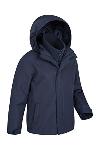 Mountain Warehouse Chaqueta Fell 3 en 1 para niños - Abrigo Triclimate Impermeable, con Chaqueta Interior y Capucha Desmontable, Bolsillos Laterales Azul Marino 9-10 Años