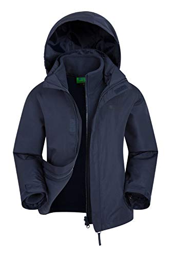 Mountain Warehouse Chaqueta Fell 3 en 1 para niños - Abrigo Triclimate Impermeable, con Chaqueta Interior y Capucha Desmontable, Bolsillos Laterales Azul Marino 9-10 Años