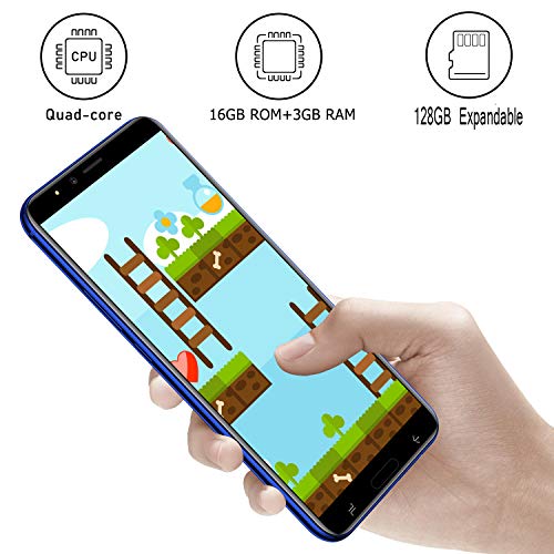 Moviles Libres 4G 6.0 Pulgadas, Android 9.0 3GB RAM 16GB ROM/128GB TF Teléfono Móvil Libre Quad-Core Dual SIM 4800mAh Smartphone Libre Cámara 8MP Face ID Moviles Buenos