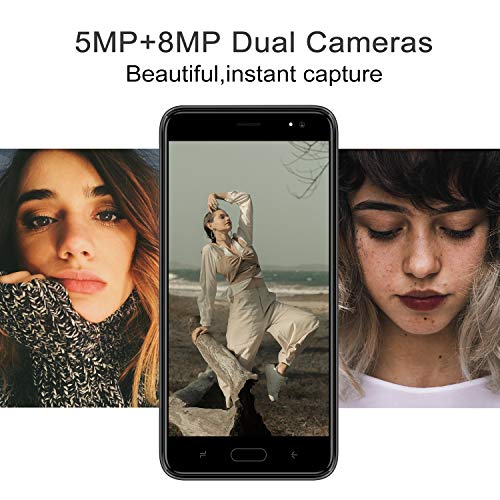 Moviles Libres 4G Android 9.0 Teléfono Móvil Libre 5.5 Pulgadas 16GB ROM/128GB TF, Quad Core Smartphone Libres 4800mAh Batería Dual SIM Dual Cámara Face ID Moviles Buenos