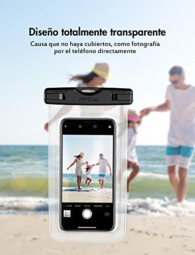 Mpow Funda Impermeable Movíl, Bolsa Impermeable Movil Transparente, 6.5in para iPhone XS/X/XR/8/8 Plus/Galaxy S10/S9/S8/Mate 20/P30/P20, IPX8 Certificado Impermeable, Funda Playa para Movíl Universal