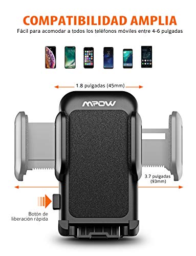 Mpow Soporte Coche Movil, Salpicadero/Parabrisas Porta Movil para Coche con Rotación de 360°, Universal Soporte Telefono Coche con Ventosa Fuerte Soporte Coche Movil para iPhone11 Pro MAX X 8, y ect