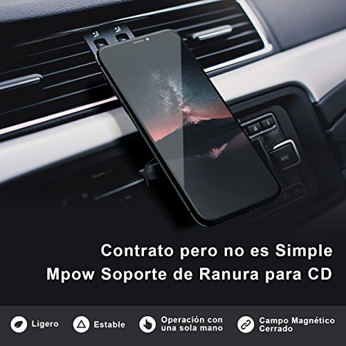 Mpow Soporte Magnético de Móvil para Coche, Soporte Imantado para Ranura CD de Coche, Soporte con Imán para Coche, para 11/XR/XS Max/X/8/7/6/6s, Galaxy S5/S6/S7/S8, Huawei y ect.