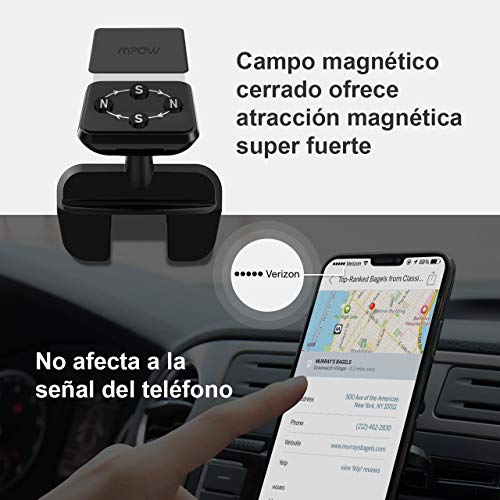 Mpow Soporte Magnético de Móvil para Coche, Soporte Imantado para Ranura CD de Coche, Soporte con Imán para Coche, para 11/XR/XS Max/X/8/7/6/6s, Galaxy S5/S6/S7/S8, Huawei y ect.