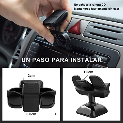 Mpow Soporte Magnético de Móvil para Coche, Soporte Imantado para Ranura CD de Coche, Soporte con Imán para Coche, para 11/XR/XS Max/X/8/7/6/6s, Galaxy S5/S6/S7/S8, Huawei y ect.