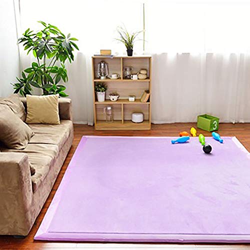 MSM Espesar No-resbalón Coral Fleece Bebé Seguro Alfombras,Niños Jugar Arrastrándose Estera,Estera De Yoga Almohadillas De Ejercicio Alfombra De Gimnasio Púrpura 100x200cm/39x79inch