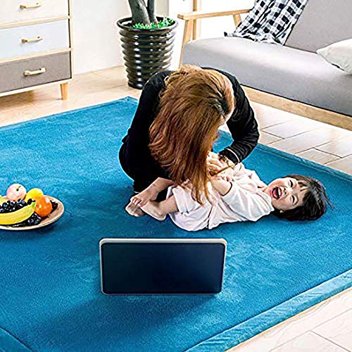 MSM No-resbalón Bebé Seguro Alfombras,3cm De Espesor Espesar Coral Fleece Estera,Niños Arrastrándose Alfombra para Salón,Bebé's Dormitorio Verde Oliva 100x200cm/39x79inch