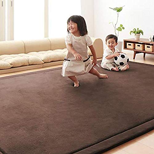 MSM No-resbalón Bebé Seguro Alfombras,3cm De Espesor Espesar Coral Fleece Estera,Niños Arrastrándose Alfombra para Salón,Bebé's Dormitorio Verde Oliva 100x200cm/39x79inch