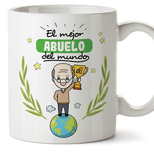 MUGFFINS Taza Abuelo - El Mejor Abuelo del Mundo - Taza Desayuno/Idea Regalo Original/Día del Padre para Abuelitos. Cerámica 350 mL