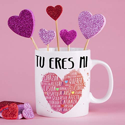 MUGFFINS Taza para Regalar a Enamorados/San Valentín - Tú Eres mi corazón - cerámica 350 ml - Tazas con Frases de Regalo para Novios/Novias. Anive