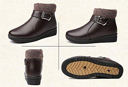 Mujer Botas de Nieve Zapatos Invierno Impermeables Calientes Botine Forradas Cortas Tobillo Boots de Cuero